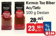 DESTAN KIRMIZI TOZ BİBER ACI/TATLI 100 G